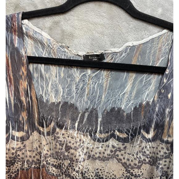 Komarov Fairy Goth Dress Womens L Moody Crinkle Lace Neck Witchy Romantic - Picture 6 of 9